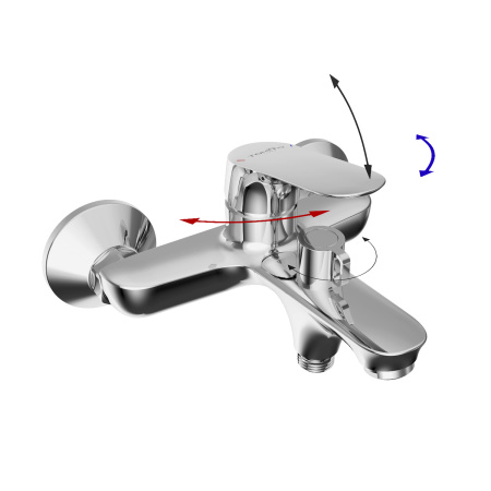 Смеситель для ванны Tokito TAKASE TOK-TAK-1014 настенный хром