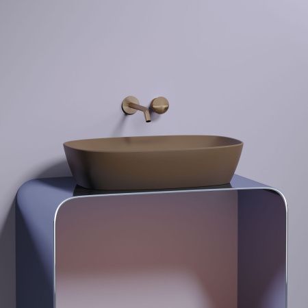 Раковина из сантехнического фарфора Ceramica Nova ELEMENT CN6049MDB 60х40 накладная цвет коричневый без отверстий под смеситель