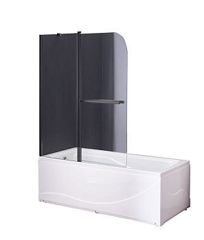 Душевая шторка на ванну Taliente TA-1214CB 120х140 стекло прозрачное профиль черный ориентация универсальная