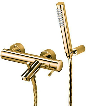Смеситель для ванны с душем Paffoni Light LIG023HG настенный золото без термостата