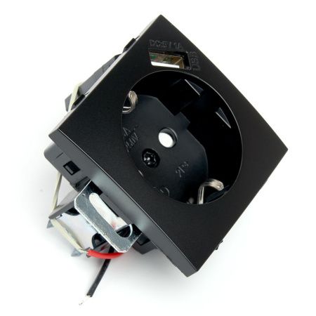 Розетка 1-местная с/з с защитной шторкой и USB Stekker Эрна 49155