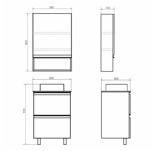 Тумба с раковиной Comforty Эдинбург 00-00004767CF 60х40х95 - фото 2