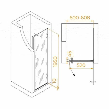 Душевая дверь RGW Hotel 350601106-11 60х195 стекло прозрачное профиль хром