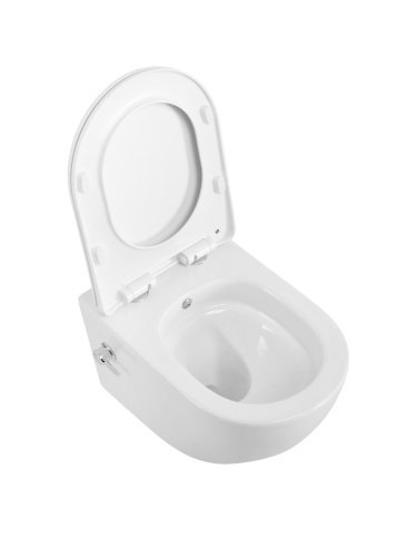 Унитаз подвесной с функцией биде и смесителем BelBagno MARINO BB7026CH-TOR-BS/SC белый с сиденьем микролифт безободковый смыв торнадо - фото 2