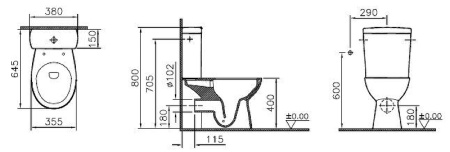 Унитаз напольный с бачком Vitra S10 9822B003-7204 белый с сиденьем микролифт безободковый смыв торнадо