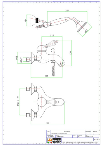 Смеситель Fiore Imperiale Sky 82OO5104 настенный золото - фото 2
