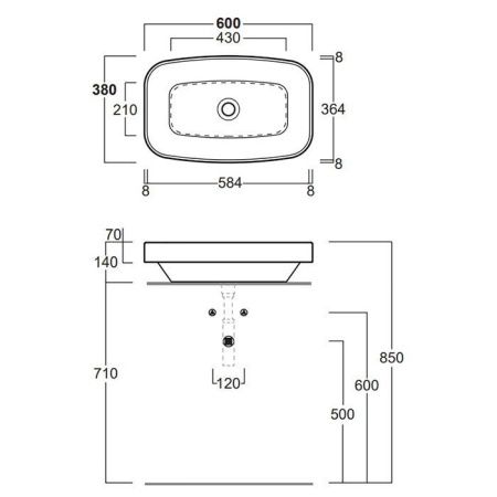 Раковина из сантехнического фаянса Simas Baden Baden BB11bi*0 60х40 накладная цвет белый