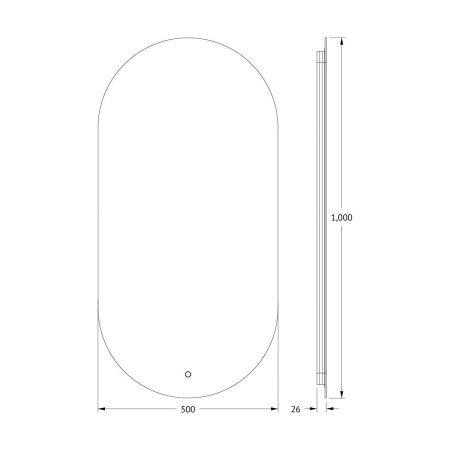 Зеркало с подсветкой Defesto OPTI DF 2914S 50х100 подвесное
