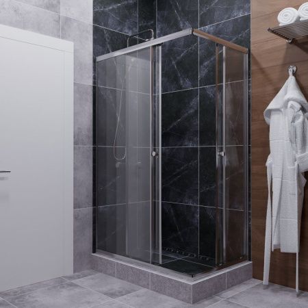 Душевой уголок Тритон Вента-Хром Щ0000057860 100х80 стекло прозрачное профиль хром без поддона