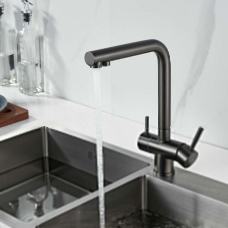 Смеситель для кухни Shevanik S468T на мойку оружейная сталь