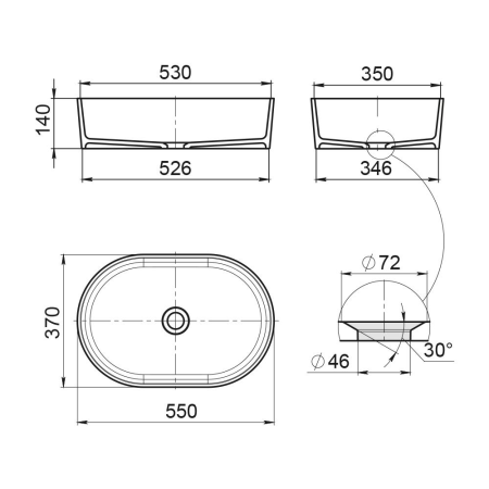 Раковина из искусственного камня La Fenice Senso FNC-08-SEN-M 50х40 накладная цвет белый 1 отверстие под смеситель