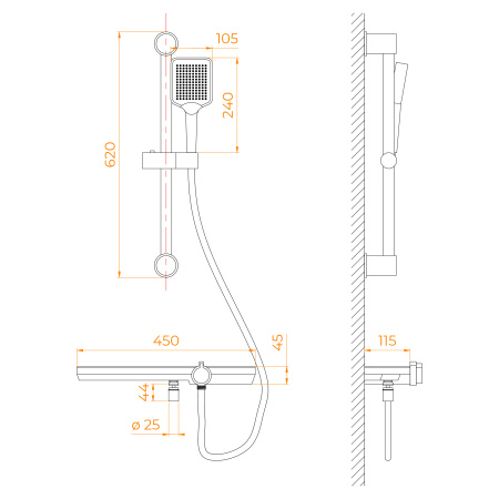 Душевой гарнитур RGW 69140541-11 настенный серый