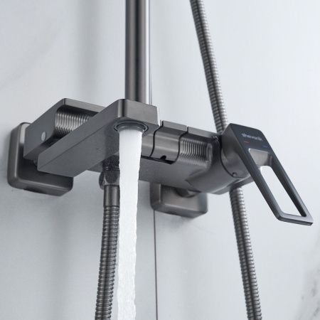 Душевая стойка Shevanik S6826T настенная цвет оружейная сталь