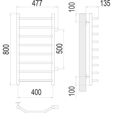 Полотенцесушитель водяной Terminus 4670078530097 50х80 хром