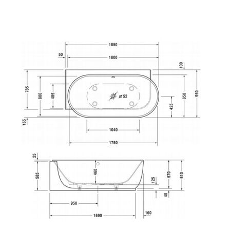 Ванна из искусственного камня Duravit Luv 700431000000000 185х95 отдельностоящая овальная
