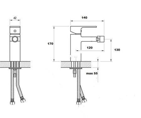 Смеситель Bronze de Luxe GRANI W980 на биде хром