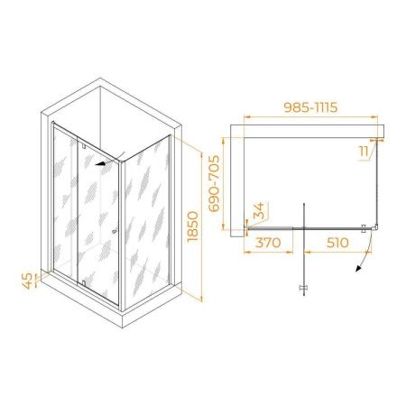 Душевой уголок RGW Passage 41084407-011 100х70 стекло прозрачное профиль хром без поддона