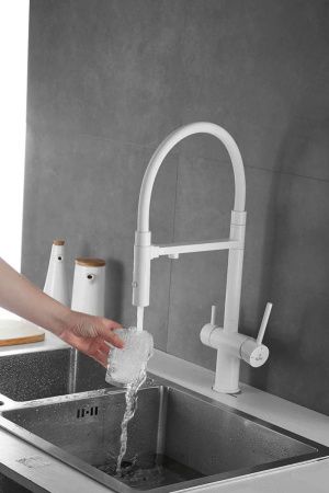 Смеситель для кухни Rose R958C на мойку белый