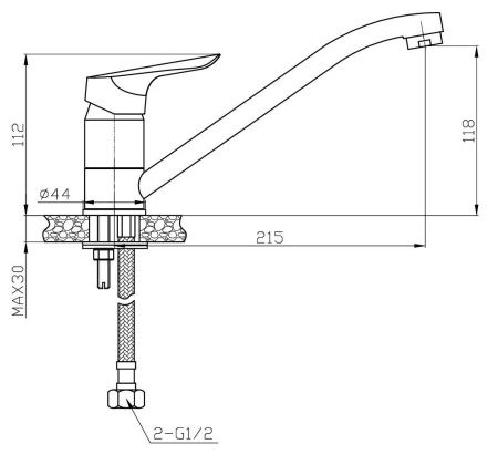 Смеситель для кухни Esko RIO 05 на мойку хром