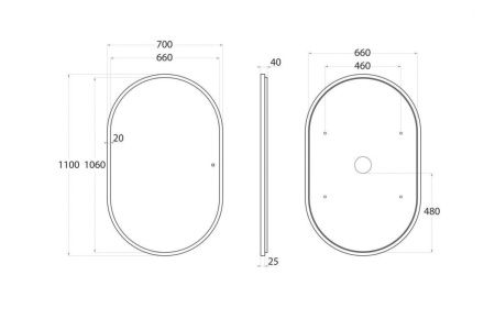 Зеркало с подсветкой Art&Max BARI AM-Bar-700-1100-DS-F-White 70х110 подвесное