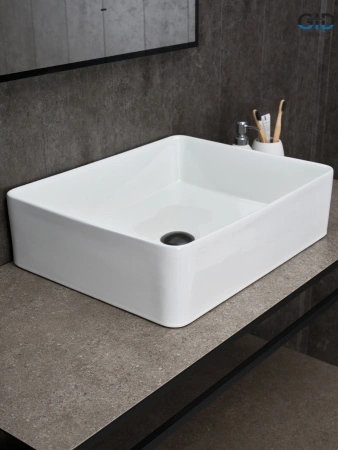 Раковина керамическая Gid Geométrico 51236 50х40 накладная цвет белый без отверстий под смеситель