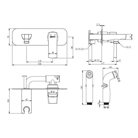 Гигиенический душ со смесителем LeMark Ursus LM7220BL черный