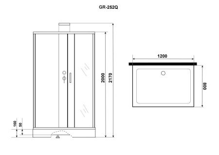 Душевая кабина Grossman Elegans GR252Q 120х80 прямоугольная без крыши ориентация универсальная