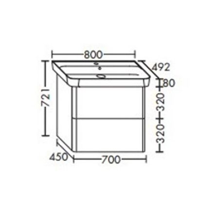 Тумба с раковиной Burgbad Iveo SFEN080F2833G0161C0001*1 80х50 подвесная цвет белый