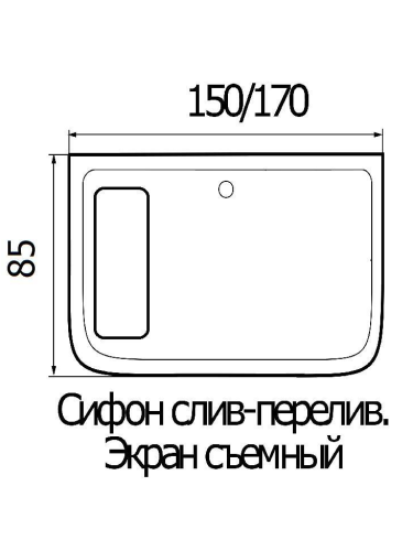 Ванна акриловая WEMOR 150/85/55 S (10000005547) 150х85 пристенная прямоугольная - фото 2