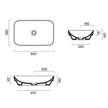 Раковина керамическая Catalano Green 424600001 60 см встраиваемая цвет белый без отверстий под смеситель