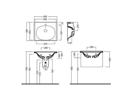 Раковина из сантехнического фаянса Hatria LE FIABE Y1BR01 60х50 подвесная цвет белый