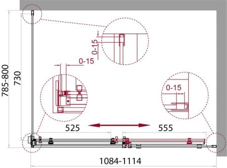 Душевой уголок BelBagno ACQUA ACQUA-AH-1-110/80-C-Cr 110х80 стекло прозрачное профиль хром без поддона