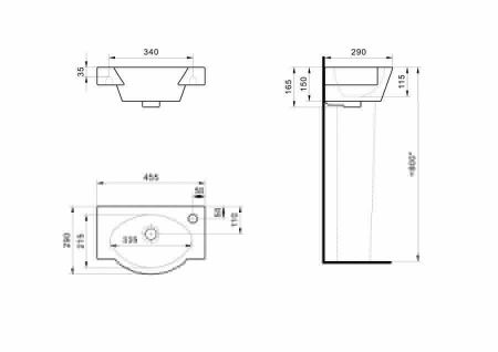 Раковина из сантехнического фарфора Santek Форум 1WH110545 50х30 подвесная цвет белый 1 отверстие под смеситель
