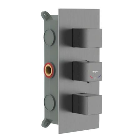 Смеситель для ванны и душа Raglo R02 R02.263.09 встраиваемый в стену графит с термостатом