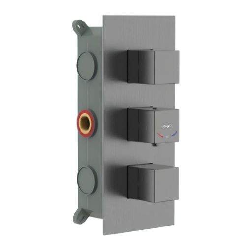 Смеситель для ванны и душа Raglo R02 R02.263.09 встраиваемый в стену графит с термостатом - фото 2