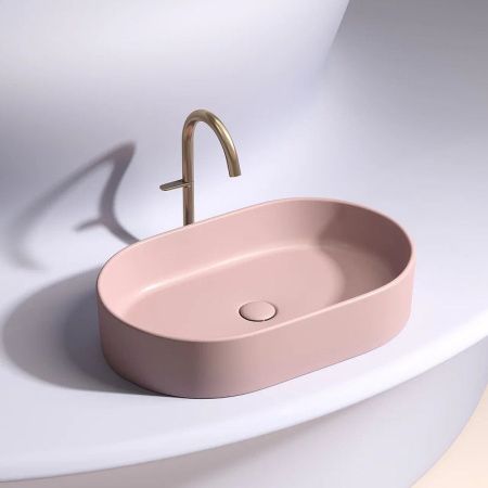 Раковина из сантехнического фарфора Ceramica Nova ELEMENT CN6048MP 60х40 накладная цвет розовый без отверстий под смеситель