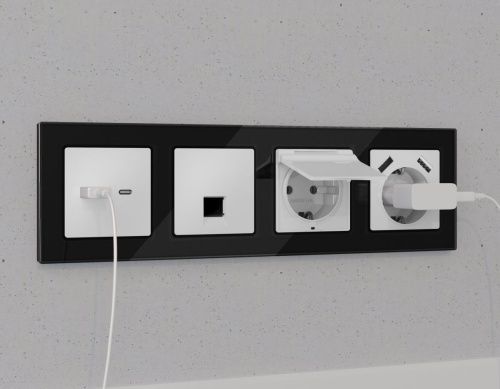 Комплект механизма компьютерной розетки RJ-45 экранированной с автоматической защитной шторкой Ambrella Volt MA MA132005 - фото 2