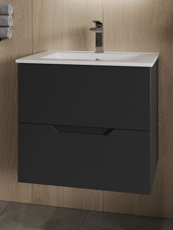 Тумба с раковиной Orange Line Li-60Tub+Ra 60х50 подвесная цвет черный