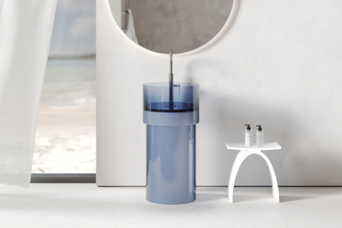 Раковина из полиэфирной смолы ABBER Kristall AT2701Saphir-H 45х45 напольная цвет синий без отверстий под смеситель - фото 3