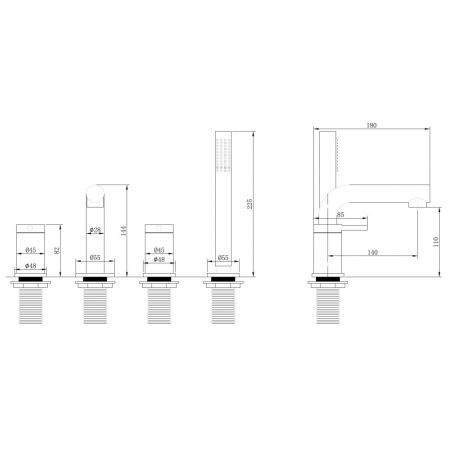 Смеситель Abber Emotion AF8813 на борт ванны хром
