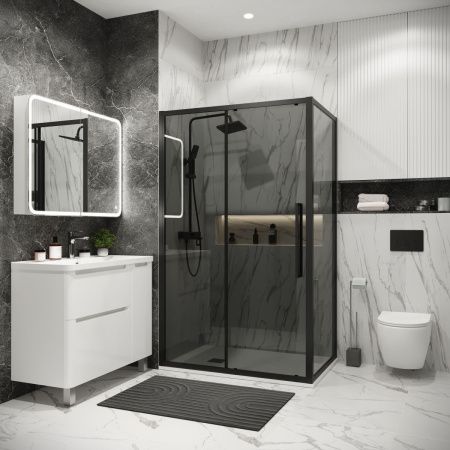 Душевая перегородка Grossman Cosmo 200.K33.02.90.21.10 90х195 стекло тонированное профиль черный