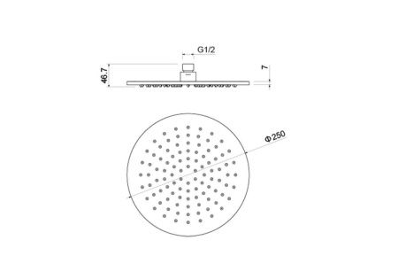 Верхний душ Aquatek AQ2077BGM 25х25 вороненая сталь