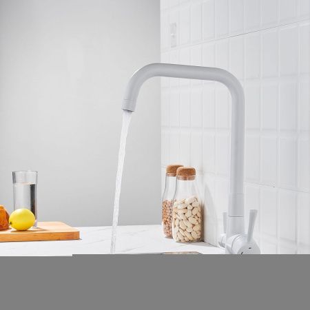 Смеситель для кухни Shevanik S528C на мойку белый