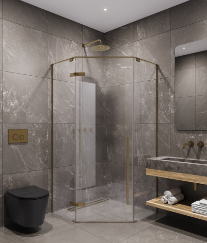 Душевой уголок Timo T68 90х90 стекло прозрачное профиль золото матовое без поддона - фото 2