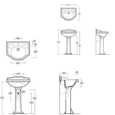 Раковина из сантехнического фаянса Simas Arcade AR814bi*3 60х50 подвесная цвет белый 3 отверстия под смеситель