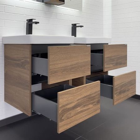 Тумба с раковиной Comforty Дартфорд 00-00013690CF 110х50 подвесная цвет коричневый