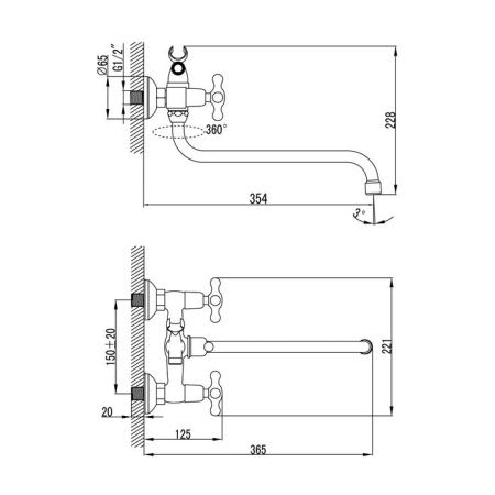 Смеситель для ванны и душа IDDIS Jeals JE2SBL0i10 настенный хром
