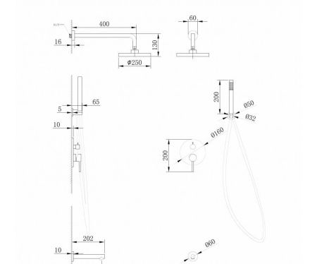Душевая система Abber AF8817NG встраиваемая в стену цвет серый