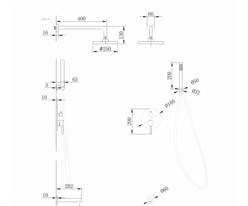 Душевая система ABBER AF8817NG встраиваемая в стену - фото 3