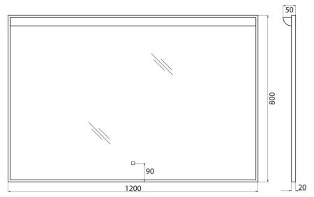 Зеркало с подсветкой BelBagno Uno SPC-UNO-1200-800-TCH 120х80 подвесное